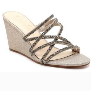 Jessica simpson gold glittery wedge
